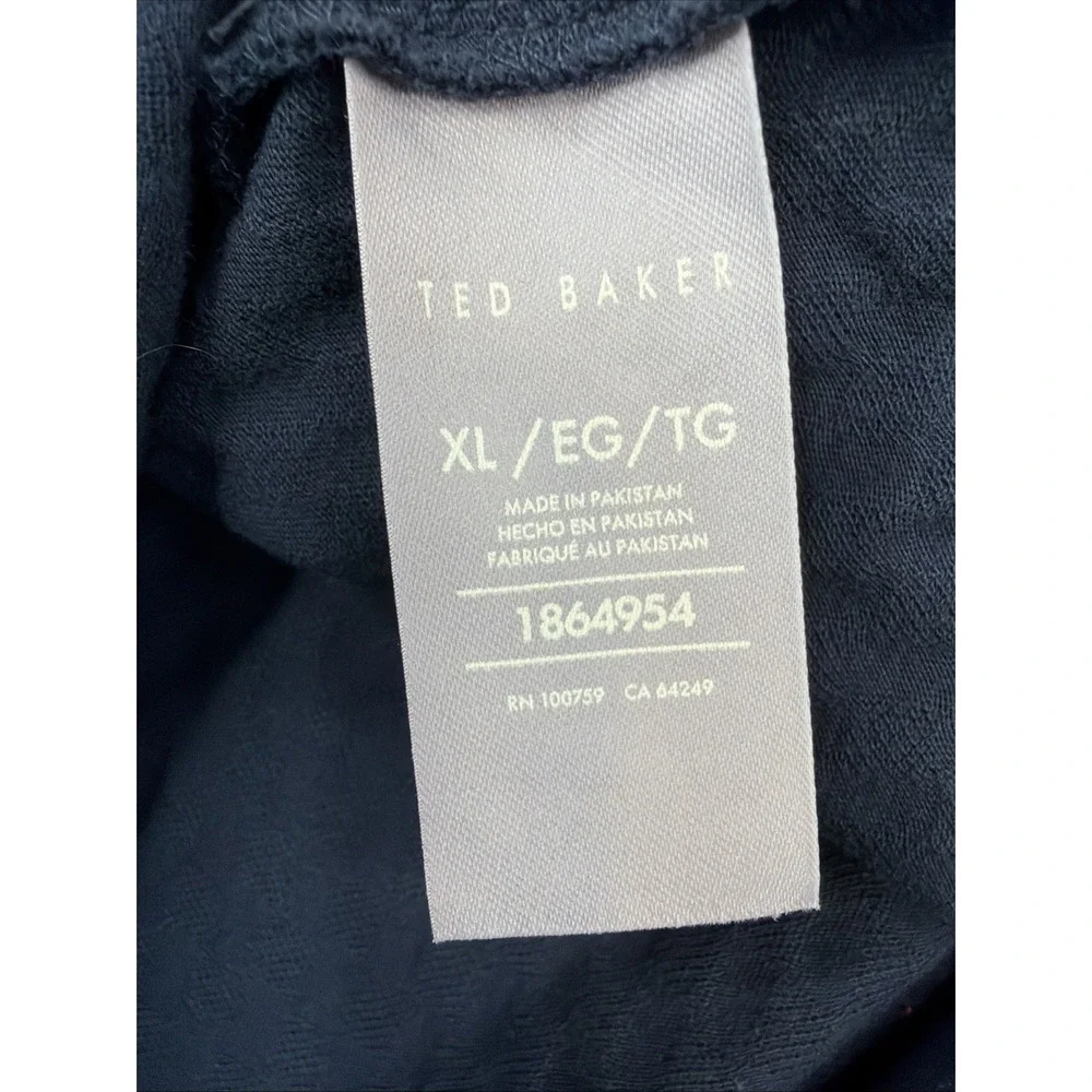Ted Baker Men's Polo Shirt XL Navy Textured Short Sleeve Cotton Casual - Picture 3 of 7